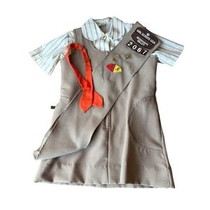 1980s Vintage Girl Scouts Brownie Uniform 4-Piece Lot Jumper, Shirt, Tie, & Sash